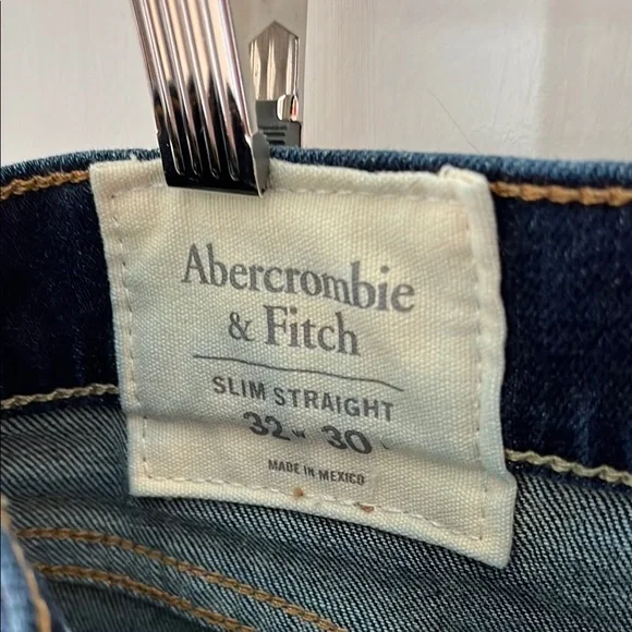 Men's Abercrombie & Fitch Dark Blue Slim Straight Stretch 32x30 Jeans - Picture 2 of 5